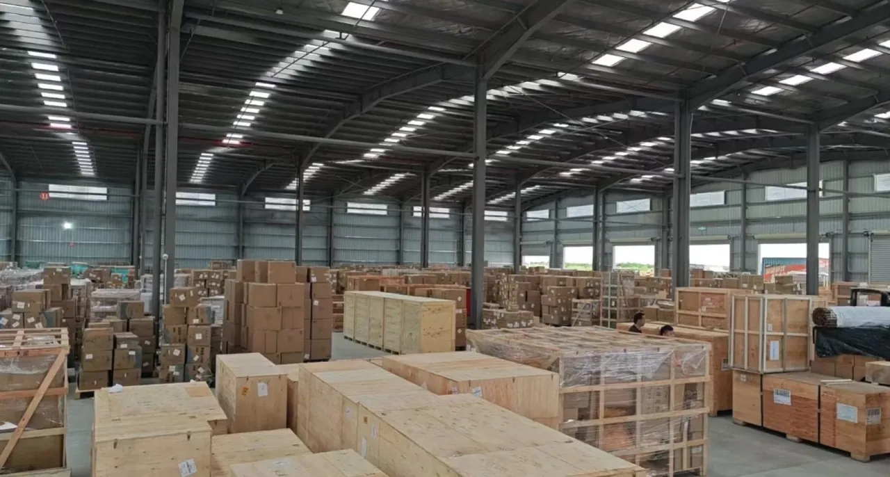 Goods packed in an export shipping crate